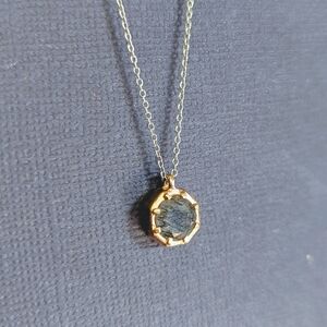 Lauren Wolfe - 14k Gold Octagon Tourmalated Black Quartz Necklace